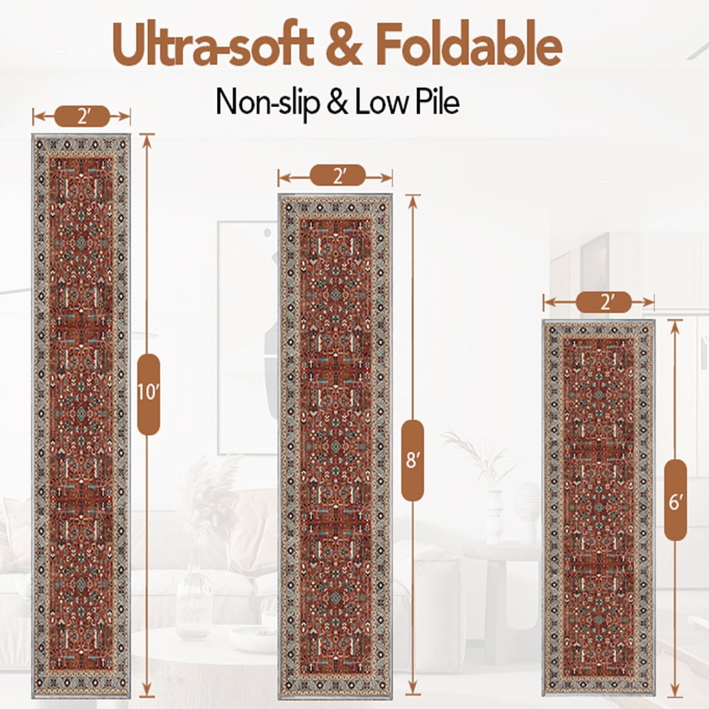 2x8 Washable Runner Rugs for Entrance Stain Resistance Runners for Hallways Non-Slip Low Pile