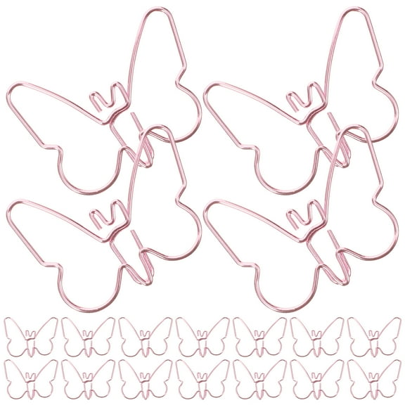MLINS 18 Pcs Heart Paper Clips Butterfly Paper Clip Office 3.80X3.00X0.20CM Pink