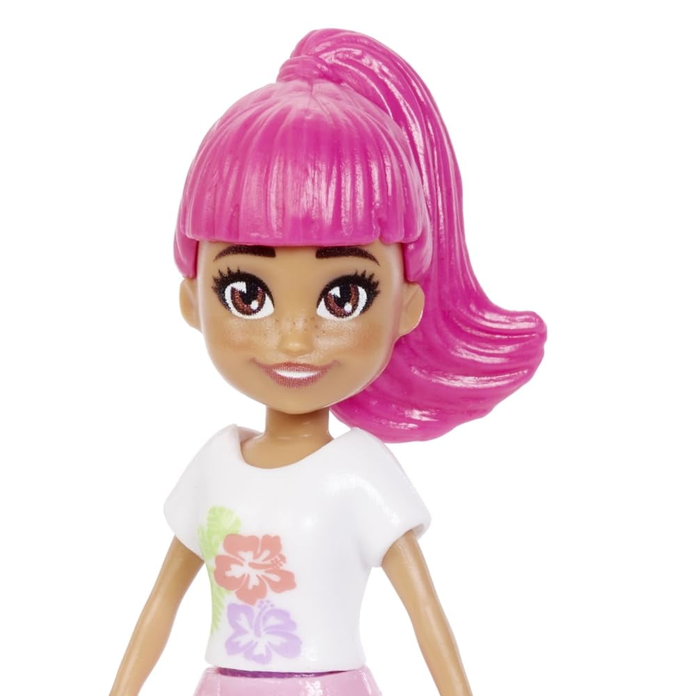 7 Polly Pocket Dolls with Rooted Hair - 6 girls 1 boy with Extra Clothes
