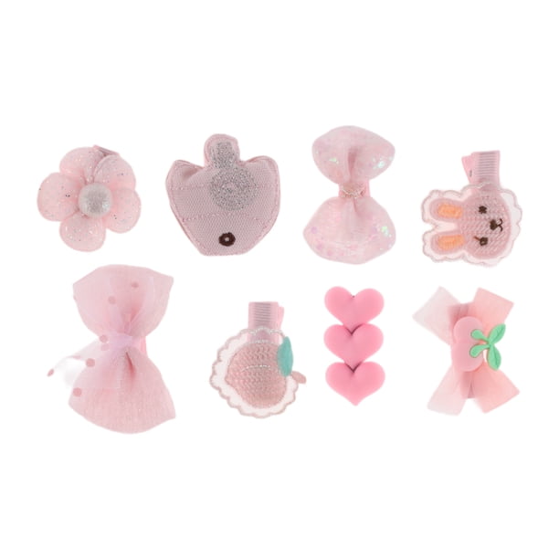 8 Piezas Bonitos Clips para el Cabello en Forma de Flor de Pez para Niñas y Niños Rosa