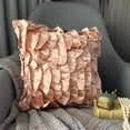 thumbnail image 5 of The HomeCentric Pillow Covers Pack of 2 18x18 inch (45x45 cm) Pink Handmade Peach Pillow Cases Vintage Style Ruffles Shabby Chic Pillows Cover Square Satin Pillows Cover Solid Style - Vintage Peach, 5 of 12