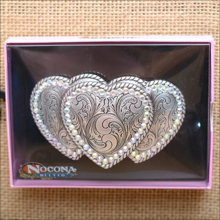 - M&F WESTERN NOCONA WOMEN TRIPLE HEART WITH RHINESTONE BELT BUCKLE COWGIRL