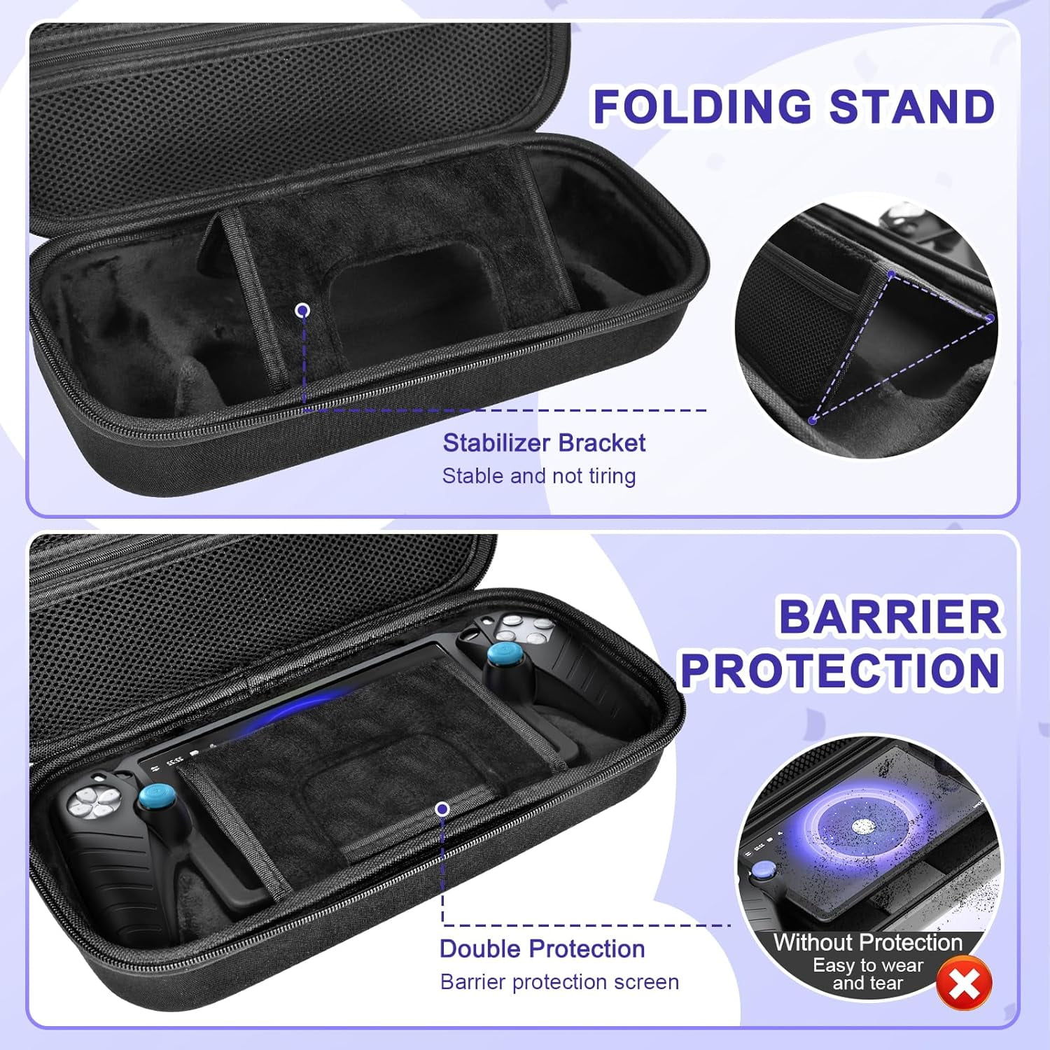 Uberwith Accessories Kit for PlayStation Portal, Carrying Case Bundle and Magnetic Portable Charger for PS5 Portal with Protective Case, 2 Screen Protectors, Wired Headphone, 8 Thumb Grips (Black)