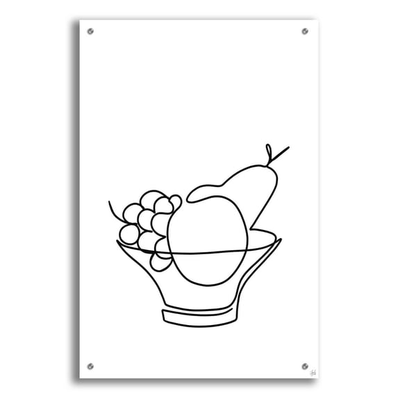 Epic Art 'Still Life Fruit Bowl' by Line and Brush, Acrylic Glass Wall Art, 24"x36"