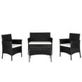 thumbnail image 5 of UBesGoo 4-Piece Outdoor Conversation Set, Rasttan Bistro Set for Outdoor, PE Wicker with Cushions, Rattan Patio Furniture Set w/ Glass Table Top, Black, 5 of 10