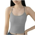 thumbnail image 2 of Tank Tops for Women Built in Bra Sleeveless Top Workout Shirts Ladies Style Sleeveless Solid Color Suspenders With Built-in Chest Pads And Ribbed Casual Top Gray Free Size, 2 of 6