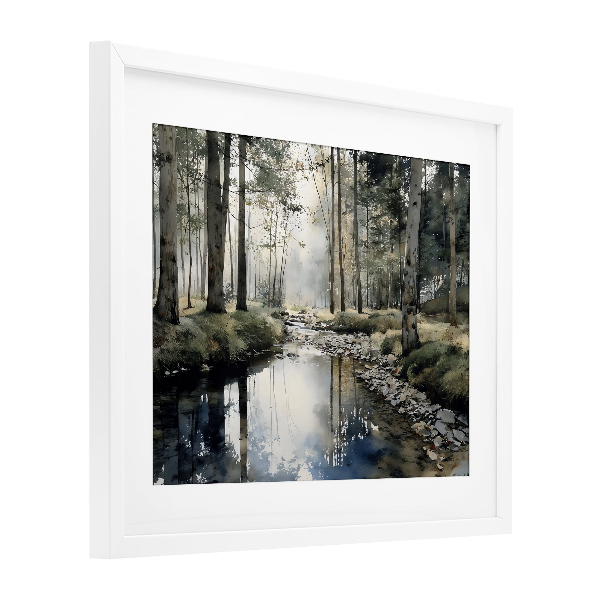 Stupell Industries Woodland Wonder Creek White Framed Print Under Glass, design by Franklyn Gregory