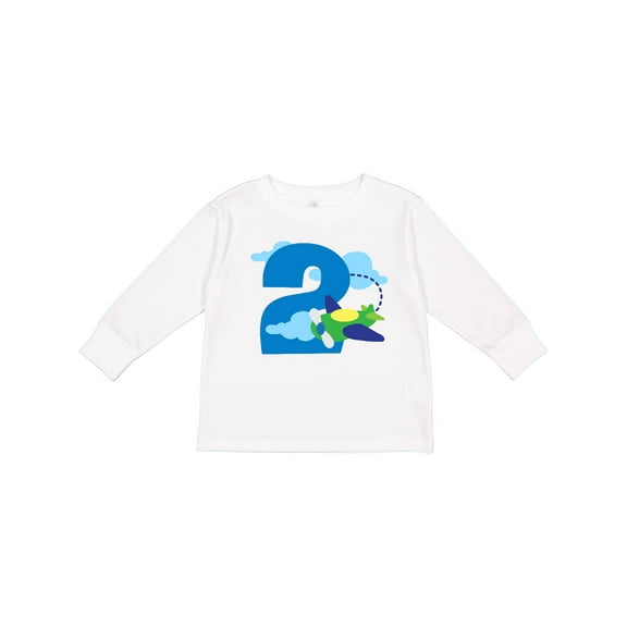 Inktastic 2nd Birthday Airplane Pilot Boys Long Sleeve Toddler T-Shirt