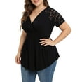 thumbnail image 4 of Daystry Plus Size Tunic Tops For Women Lace V-Neck Empire Waist Women Top Babydoll Blouse Black-2X, 4 of 11