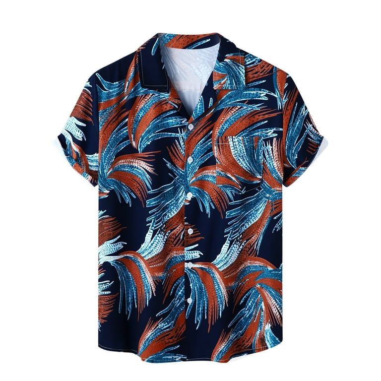 ZCFZJW Men's Hawaiian Shirts Short Sleeve Aloha Shirt for Men Casual Button  Down Tropical Hawaii Floral Shirt Summer Beach Party Dress Shirts Wine XL 