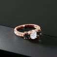 thumbnail image 3 of Gem Stone King 18K Rose Gold Plated Silver Black Sapphire Ring Set with Moissanite (2.40 Cttw) (Size 5), 3 of 4