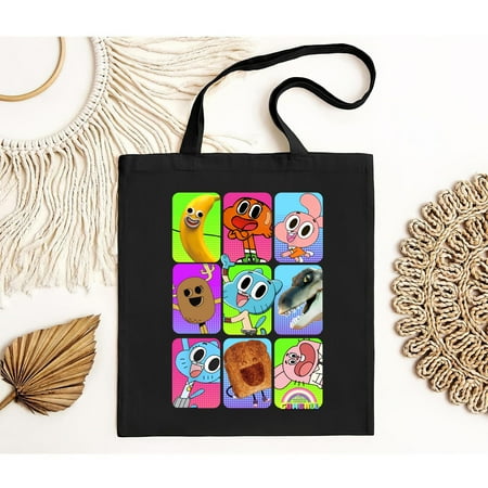 vintage Amazing World of Gumball Cast Pictures Graphic Tote Bag  The Amazing World Of Gumball Bag  Gumball Bag  Vintage Cartoon Network Bag-TH9527