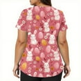 thumbnail image 4 of Garbnen Plus Size Easter Women Scrubs Top Rabbit Cute Animals V Neck Short Sleeve Nursing Uniforms for Women Scrubs Spring Womens Work Shirt S-5XL with Pockets, 4 of 5