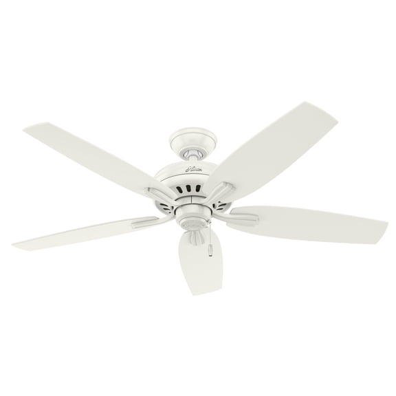 Hunter 52 inch Indoor Ceiling Fan No Light with Pull Chain - White Ceiling Fan without Light, Standard Mount, 5 Blades, For Bedroom, Living Room, or Kitchen, Quiet - Newsome 53319, Fresh White