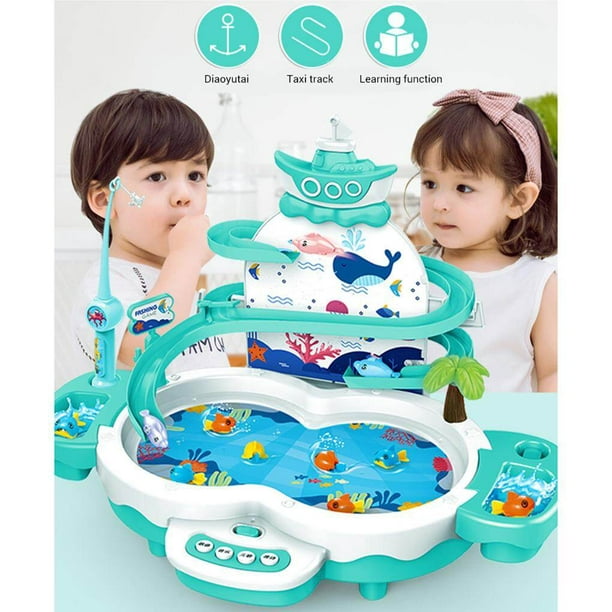 Kids Fishing Game Toys with Slideway Kids Fishing Game Electronic Toy  Fishing Toy Set with Magnetic Pond Music Story for Kids 