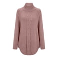 thumbnail image 2 of Daeful Chandails à Enfiler Hauts à Manches Longues Chandail d'Hiver Chaud Chandail pour Femmes Ample en Tricot Chandails Tricotés Rose P, 2 of 6