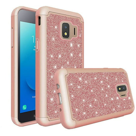 Samsung Galaxy J2 (2019) Case, by Insten Tough Glitter Bling Diamond Hard Plastic/Soft TPU Rubber Dual Layer [Shock Absorbing] Hybrid Case Cover w/Diamond For Samsung Galaxy J2