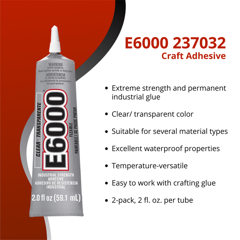 2oz E6000 Clear Industrial Strength Permanent Adhesive Glue