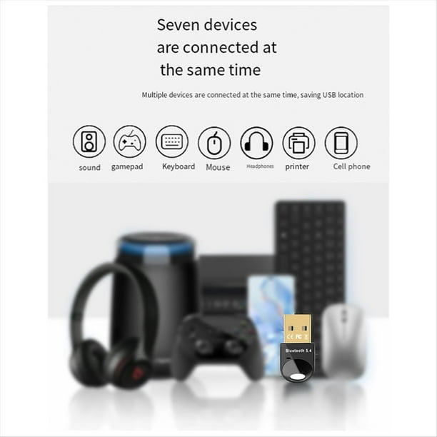 Adaptador Bluetooth Inalámbrico para Pc Bluetooth 5.4 USB Dongle Receptor Bluetooth para Altavoz Ratón Teclado Transmisor-A