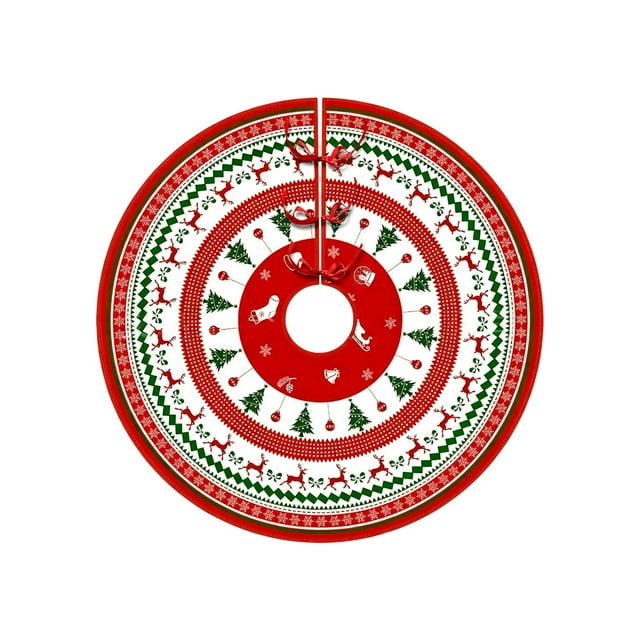 Fasiaou Exquisite Printed Christmas Tree Skirts Personalized Snowflake Christmas Tree Reindeer Skirts Christmas Decorations, Christmas Decorations for Home, Christmas Gift Ideas for Family(J)
