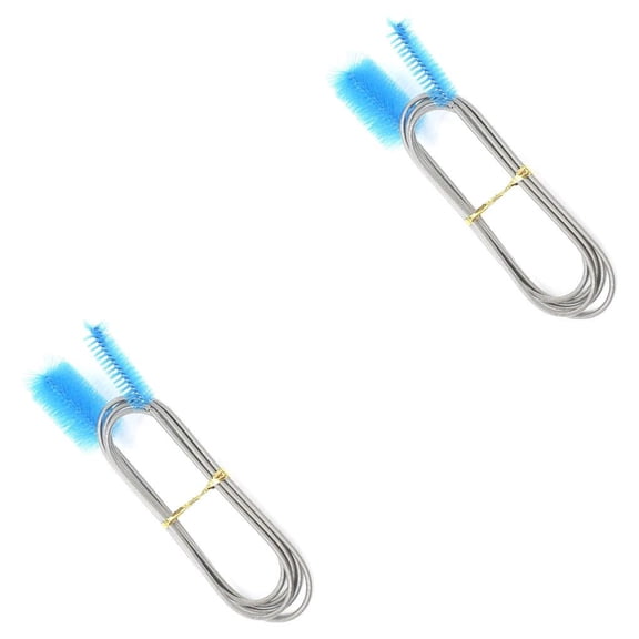 Billuyoard Cepillo de limpieza de tuberías para acuario, pecera, entrada de agua, salida, tubo de manguera, cabezales dobles, cepillo de línea de nailon azul 2piezas Billuyoard CBP120962
