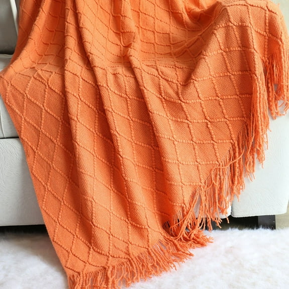 suxuMhao Bed Blankets - 1 Piece 50×70in Soft Throw Blanket, Solid Color Design Couch Blanket & Air Conditioning Blanket, Cozy Fall Throw Blanket for Home Comfort, Orange