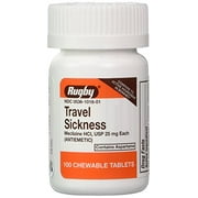 Rugby Travel Sickness Meclizine HCL Chewable Tablets, 25 mg, 100 Count