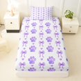 thumbnail image 3 of Homewish Cute Dog Paws Twin Sheets,Heart Bowknot Bedding,Purple,3 Pieces,1 Fitted Sheet and 1 Pillowcase, 3 of 6