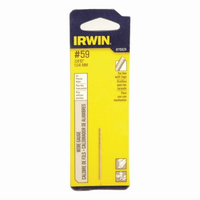 Broca de calibre de alambre IRWIN de acero de alta velocidad con vástago recto de 1,6 cm