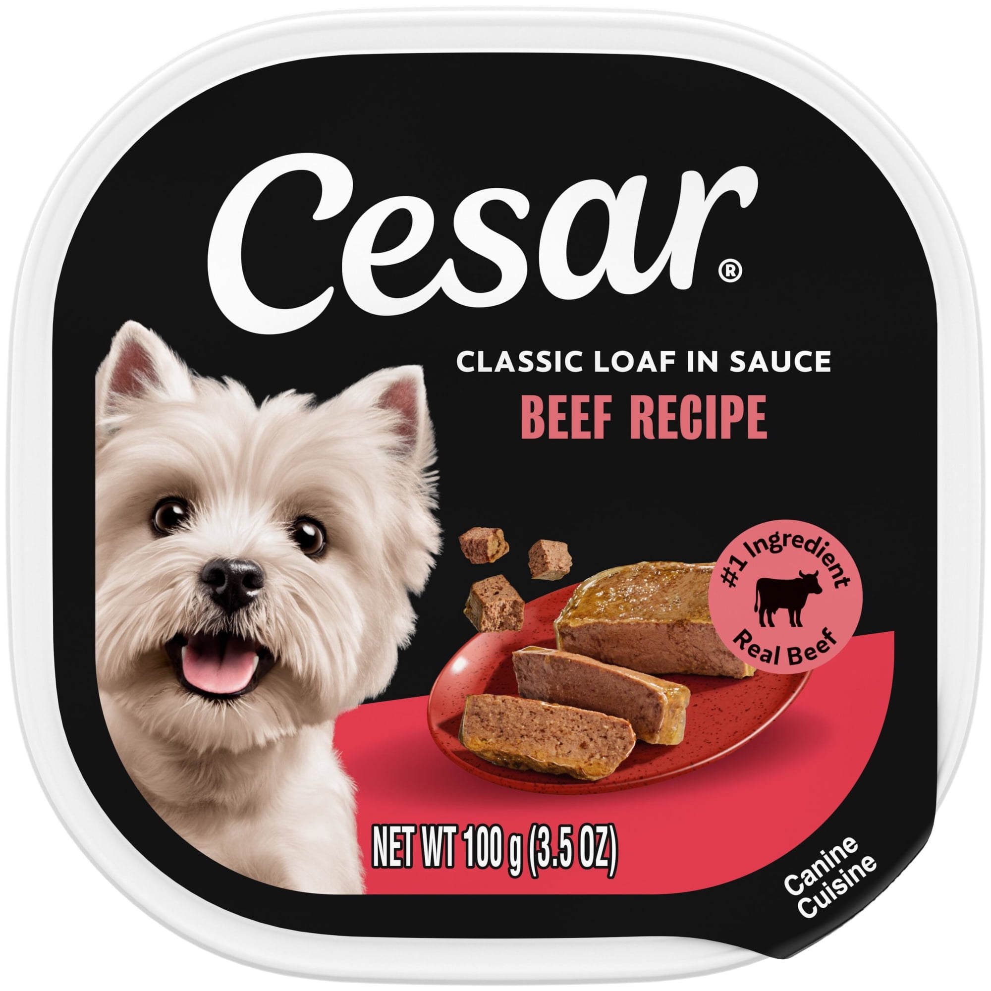 Cesar Classic Loaf In Sauce Beef Recipe Adult Wet Dog Food, 3.5 Oz Easy Peel Tray
