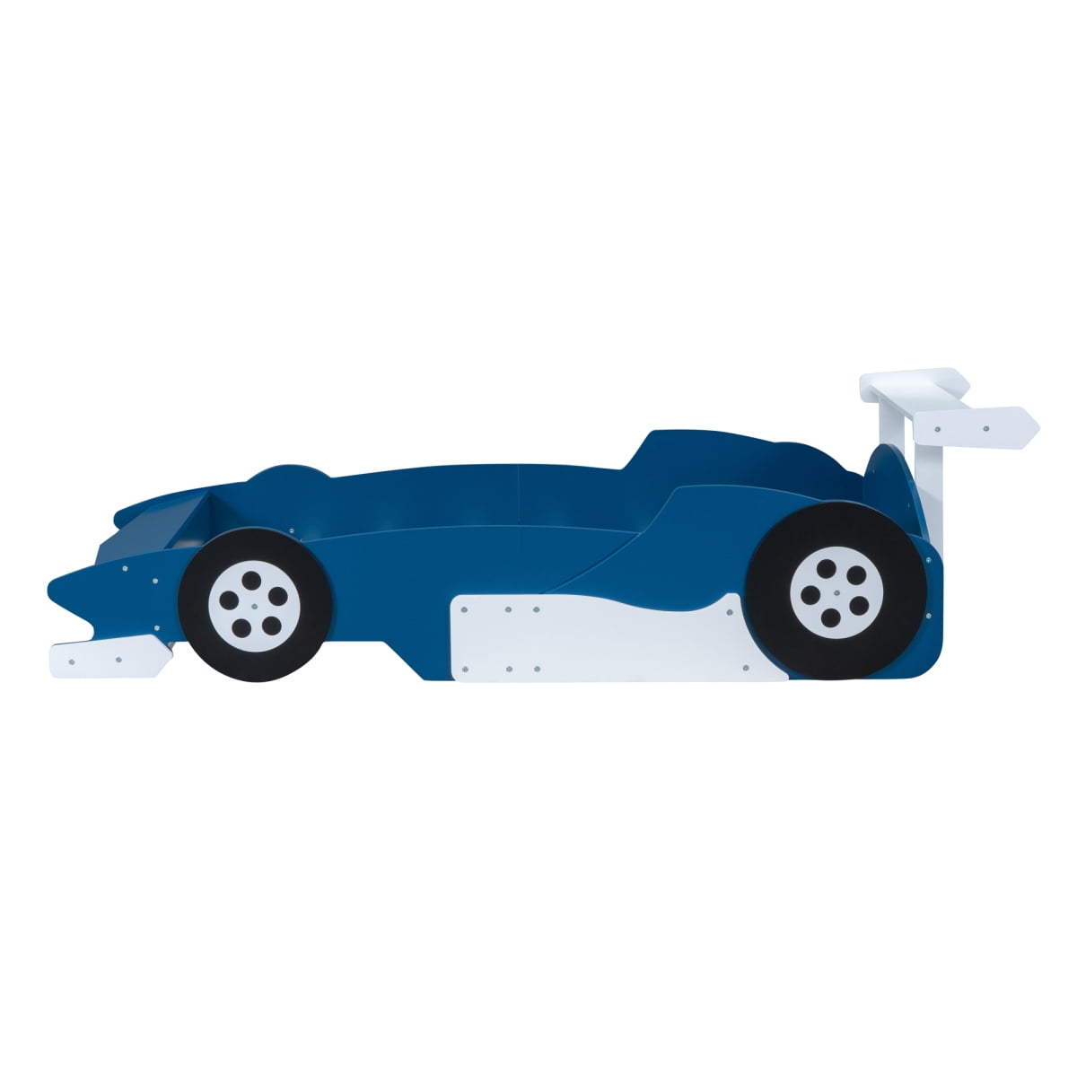 Miekor Furniture Twin Size Race Car-Shaped Platform Bed with Wheels,Blue No5874