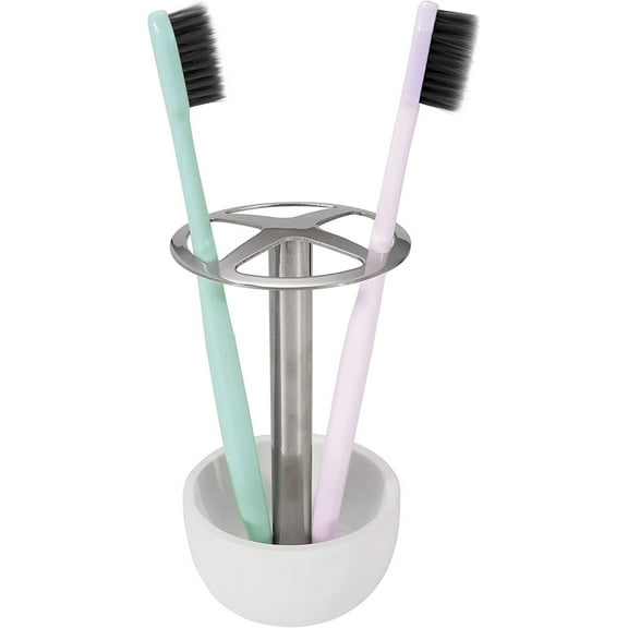 Toothbrush Holder Stand, Multi-Functional Toothbrush Holder for Bathroom Vanity Countertop, Stainless Steel Divided, Stylish Design