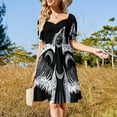 thumbnail image 4 of Vestido de manga corta Coast Salish Crow, ropa para mujer, vestido de fiesta de lujo para mujer, vestido de noche para graduación., 4 of 7