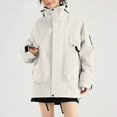 thumbnail image 4 of XPMWRP Women's Fashion Solid Color Long Sleeve Coats Zipper Outdoor Waterproof Rain Jackets Windbreaker Coat with Pocket White L, 4 of 7
