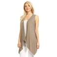 thumbnail image 3 of Made by Johnny Women's Lightweight Sleeveless Draped Open Cardigan M TAUPE, 3 of 7