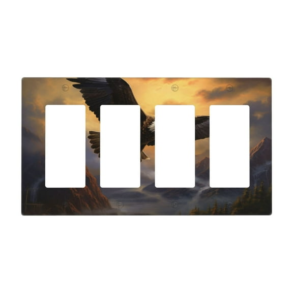 Eagle Switch Cover Decorative Wall Plate / 4-Gang 4-Decor / Standard Size 4.5x8 in