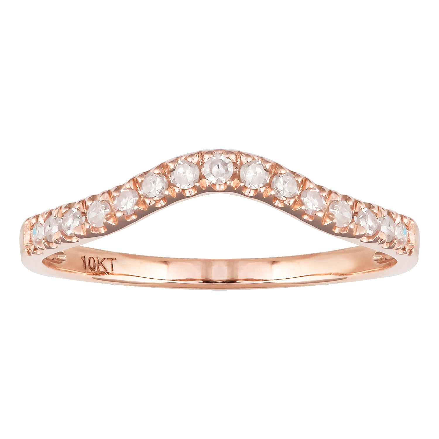 10k Rose Gold Curved Diamond Wedding Band (1/5 cttw, I-J Color, I2-I3 Clarity)