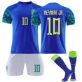 thumbnail image 1 of Neymar Jr #10 Kids Soccer Kits Soccer Jersey Training Suit Soccer Jerseys Brazil Away Kids 28(150-160CM), 1 of 5
