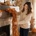 thumbnail image 2 of Fall Artificial Hanging Decor,5.9 Ft Faux Rattan Hanging Decor with Lights | Thanksgiving Decorations Garland for Fireplace Window Table Wall Decor, 2 of 7