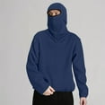thumbnail image 2 of Balaclava Hoodies for Men Relaxed Fit Wind Resistant Athletic Long Sleeve Sweatshirt Solid Color Mens Hoodies Pullover, 2 of 9