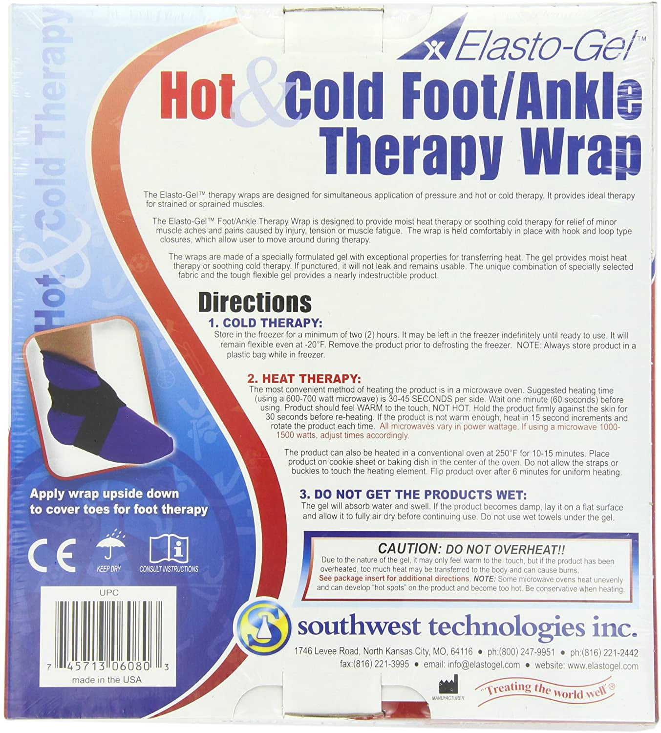 Elasto-Gel Reusable Hot/Cold Foot and Ankle Wrap, 2 Pack