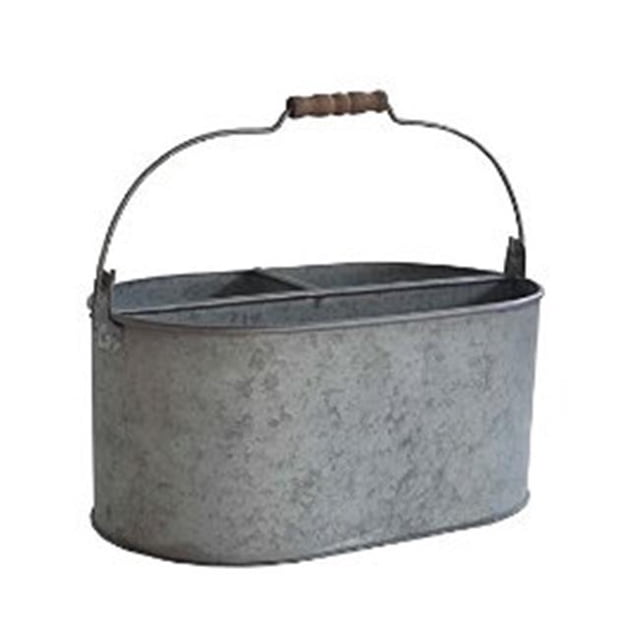 Cheungs FP-4048 Metal Gray Utensil Holder With 3 Slots And Wood Grip Handle