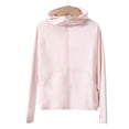thumbnail image 4 of Vibrex Solid Color Casual Sun Protection Coat For Boys And Girls, Thin Coat, Long-Sleeved Hooded Top Suitable For Travel, Vacation, Summer Outdoor Activities_Pink_12-13 Years, 4 of 6