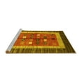 thumbnail image 2 of Ahgly Company Machine Washable Indoor Round Abstract Yellow Contemporary Area Rugs, 3' Round, 2 of 4