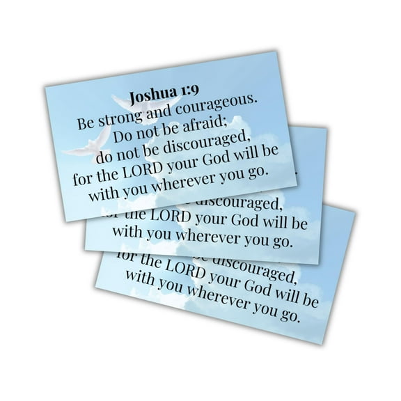 Joshua 1:9 Bible Verse Wallet Cards 30pk 3.5x2 Bulk Clouds Be Strong and Courageous Pocket Encouragement Church Members Teens Hand Out