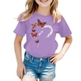 thumbnail image 3 of Hauts pour Filles pour Activités Extérieures d'Été / T-Shirts à Col Rond Confortables avec Imprimés / Vêtements Extensibles et Respirants pour Enfants de 3 à 13 Ans, 3 of 3