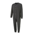 thumbnail image 3 of Genuiskids Men One Piece Pajamas Jumpsuit Soft Cozy Sleepwear Fall Nightwear Solid Color Long Sleeve Button Front Bodysuit Leisure Plain Home Loungewear, 3 of 9