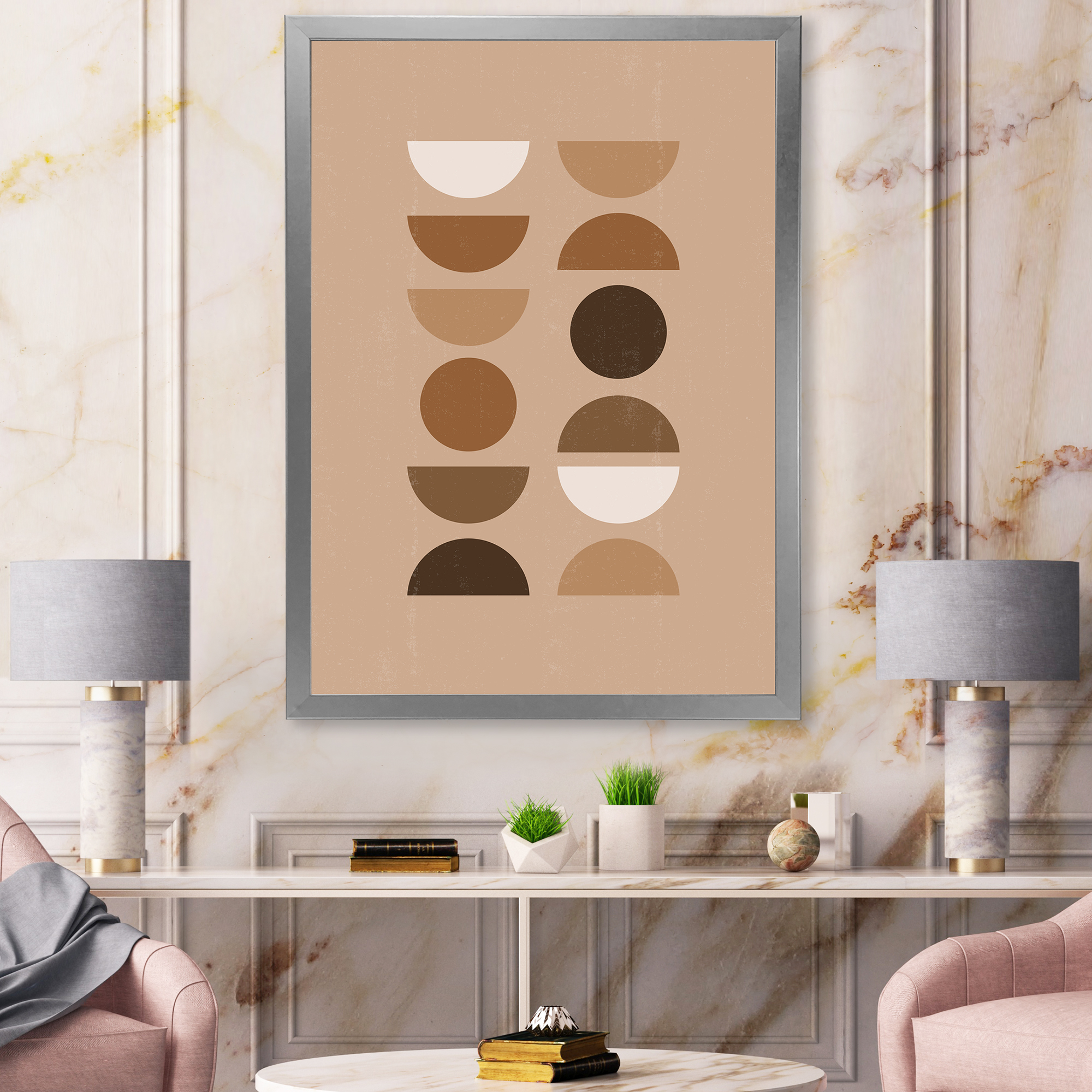Designart 'Abstract Moon and Sun Geometric Print II' Modern Framed Art Print