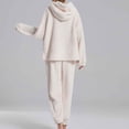 thumbnail image 5 of Lovskoo Women's Fluffy Pajamas Set Fleece Hoodies Pullover Pants Loose Plush Sleepwear 2 Piece Pjs Set Warm Loungewear Fuzzy White, 5 of 8