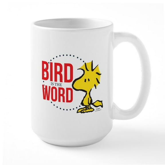 CafePress - Bird Is The Word Large Mug - 15 oz Ceramic Large White Novelty Mug